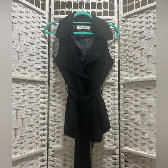 ZARA Black Sleeveless, Wrap Tunic Top with Tie-Waist Small - Picture 2 of 11